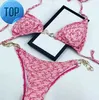 Vente chaude Designer Bikinis Femme Deux Pièces Bikini Avec Lettre Maillots De Bain Cristal Été Maillots De Bain Plage De Luxe Maillots De Bain Trois Points Maillot De BainF