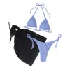 Women's Swimwear Bikini Swimsuit Polyester Bathing Suits Blue Color Easy-wearing Great High Cut Bottom Summer Set