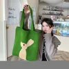 Bolsas de noite ombro verde ombro verde kawaii para mulheres bolsas de tricô de lã