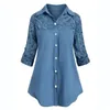 Blouses -shirts voor dames kant vrouwen shirts Europese stijl denim shirts dames plus size dames shirts en shirts 230406