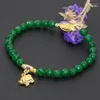 Strand Gold-color Cloisonne Spacer 6mm Green Jades Stone Chalcedony Граненые круглые бусины Женские браслеты Ювелирные изделия 8inch B2716