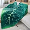 Coperta Philodendron Gloriosum Super Soft stampata foglie verdi giganti tiro in pile foglia accogliente per divano letto camera decorazioni per la casa 230406