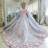 Robe de bal rose magnifique, épaules dénudées, en Tulle floral 3D, longueur au sol, pour jeunes filles et femmes, 2024