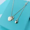 Ism Classic Designer T Family Pure Sier Peach Lock Small Key Necklace LOVE Heart Pendant Thick Plated Mijin Jewelry Tiff