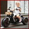 Children's Electric Motorcycle Riding Toy Rechargeable Widened Leather Seat With Early Education Function Retro Double-drive Tricycle For Boy Girl Birthday Gifts
