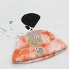 Gorro de malha tie-dye para mulheres designer moda colorido crânio bonés chapéus masculinos acessórios de rua