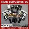 Мотоциклевые общеизвезения для Suzuki Srad GSXR 750 600 CC 600CC 750CC 96-00 168NO.47 GSXR750 GSXR-600 96 97 98 99 00 GSX-R750 GSXR600 1996 1997 1998 1999 2000 Black Silvery Silvery