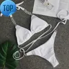 Damen Bademode Sexy White Crystal Diamond Bikini 2021 Frauen Cross Bandeau Badeanzug Female Brazilian Set Halter BadeanzugF