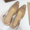 Sandales à talons hauts chaussures habillées à lacets chaussures coupées peu profondes mode sandale sexy gaze décoration Calico luxe tête carrée chaton talon sangle arrière en cuir