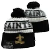 Hombres de punto con puños Pom Gorros de Nueva Orleans SIN sombreros Bobble Gorro de punto deportivo Lana lateral a rayas Gorros de béisbol cálidos Gorra para mujeres A13