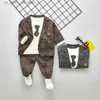 Vêtements Ensembles Nouveau Automne Garçons Coton Vêtements Enfants À Manches Longues Gentleman Cravate Chemise À Revers 3 pcs Costumes Enfant Vêtements Ensembles Bébé Survêtements SET R231106