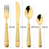 Conjuntos de utensílios de jantar 4pcs Conjunto de talheres de trigo dourado padrão 304 Aço inoxidável Faca de faca de faca do garfo Dinner