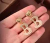 Designer Stud earrings for women 2023 new Brass Letter B Pendant Earrings Charm Metal Pearl Rhinestone Gold Statement Jewelry Punk Accessories Stud