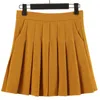 Skirts Pleated Skirt with Pockets Women's Autumn Yellow Preppy Style Elastic High Waist A-Line Slimming Black Kawaii Mini Short Board 230406