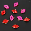 Charmes 10 pcs/Lot rouge Rose dents lèvres émail goutte huile alliage Bracelet boucle d'oreille porte-clés pendentifs bricolage bijoux accessoires JY059