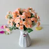 Decorative Flowers 15Heads 29cm Artificial Mini Roses Flower Bouquet Home Living Room Office Desktop Ornament Wedding Party Decor Fake