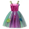 Flickklänningar Muababy Carnival Candy Dress for Purim Festival Fancy Lollipop Costume Children Summer Tutu Dressy Party Ball Gown 230406