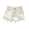 Женские шорты Женская свободная подгонка с высокой талией разорванные белые джинсовые шорты Женские летние Ropa Mujer 230406