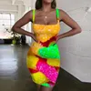 Casual jurken somepet snoep vrouwen eten 3d print kleurrijke vestido sexy star dames mooie zonsondergang dames kleding feest