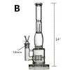 14 tum lång 5 mm tjock rakt rörvatten bongs kvinnlig 14 mm hård återvinnare oljeriggar bägare bubblare trippel honungskaka perc glasrör skål rökrör