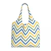 Shopping Bags Colorful Zigzag Pattern Art Groceries Bag Canvas Shopper Tote Shoulder Big Capacity Durable Bohemian Modern Handbag
