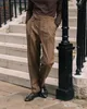 남자 정장 블레이저 브라운 남자의 맞춤형 2 피스 재킷 바지 싱글 가슴라면 평범한 패턴 비즈니스 웨딩 큰 커스터마이징 230406