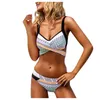 Damen Bademode Sexy Badeanzüge für Frauen 3-teiliges Crop Top und Shorts Set Teenager Mädchen Damen gepolsterter Badeanzug Bikini Print Push-Up