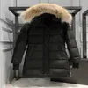 Designer canadese versione di media lunghezza Puffer piumino d'oca Giacca da donna Parka invernale spesso cappotti caldi antivento Streetwear Jjvk Kti7