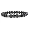 8mm natursten armband svarta lava pärlor armband för kvinnor män balansera yoga buddha bönsmycken gåva