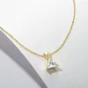 Chaînes Anziw 925 Argent Jaune / Blanc Plaqué Or Trillion Cut Sona Simulé Diamant Solitaire Pendentif Collier Pour Femmes Bijoux Cadeau