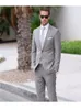 Mäns kostymer blazrar ljusgrå affärsmän 2-stycksjacka byxor binda högkvalitativ ultratunna passande jacka formell boll terno mode 230406