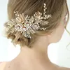 Pinces à cheveux, accessoires de mariage charmants, couleur or, fleur, feuille, peigne de mariée, fait à la main, couvre-chef pour femmes