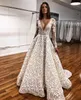 Berta A Line Wedding Dress Appliques Plunging V Neck Vintage Wedding Dresses vestidos de novia Illusion Long Sleeves designer bridal gowns