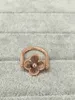 Vintage Band Rings Copper Dual Side Red Four Leaf Clover Flower Charm Ring for Women Jewelry with Box Party Gift