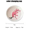 Decorative Figurines Japanese Magic Cherry Blossom Sake Cup Bowl Temperature Discoloration Color Change With Cold/ Water Christmas Dessert