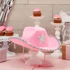 Berets Vintage Country Western Pink Cowgirl Hat Giltter Star Patetrn For Party Po Props Headwaer Gifts