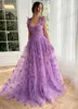 3D Butterfly Tulle Prom Dresses for Women Lace Applique Princess Prom Dress Long Ball Gown with Slit