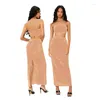 İş elbiseleri rahat payet elbise kadınlar için iki parçalı set 2023 ilkbahar yaz kıyafetleri yelek mahsul üstleri bölünmüş uzun maxi etekler