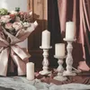 Kandelaars Vintage Noordse houten Decoratieve houder Base Romantische antieke pilaar Verjaardag Luxe Bougeoir Mariage Home and Garden