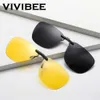 Солнцезащитные очки Vivibee Мужчины, ведущие клип, на солнцезащитных очках для очков миопии поляризованные женщины квадратные ночное зрение Рыбалка UV400 Sun Glasses P230406