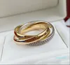 Ring Charms for Woman Designer paar maat 678 voor man Diamond tricyclische crossover Gold PLATED 18K