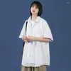 Blouses Femmes EBAIHUI Chemise surdimensionnée pour femmes Streetwear manches longues 2023 été Harajuku chemises pour hommes étudiant haut court chemisier