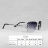 Fashionable luxury outdoor sunglasses Rhinestone Wire Rimless Oval Men Stone Metal Frame Square Shades for Women Summer Club Oculos Eyewear