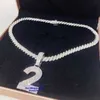 Naszyjniki wiszące dostosowane 3D podwójnie warstwowe autobusy w dół w pełni losowany w stylu łańcucha liny hip -hopu vvs moissanite Diamond Numbant Naszyjnik