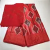 Abbigliamento Tessuto Bazin Brode Getzner 2023 di Alta Qualità Del Merletto Rosso Africano Riche Hollow-design intagliato Con Nigeriano 5 2 yards/lot