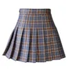 Skirts Women Casual Plaid Skirt Girls High Waist Pleated A-line Fashion Uniform Skirt With Inner Shorts 230413