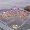 Elegancka księżniczka AB Crystal tiara korona dla dziewcząt weselnych luksusowa królowa purpurowe pałąki do włosów na nonstone