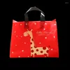 Present Wrap 50pc Multicolor Giraffe Plastispåsar Tjock bärbar förvaring Shopping Klädbutik Bröllopsfest