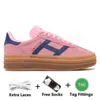 Djärv plattformsdesigner casual skor grädde cellegiate grön rosa gummi vita svarta kvinnliga sporttränare högkvalitativa mode och mocka läder kvinna sneakers