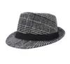 Classic Jazz Hat Unisex Autumn And Winter Woolen Plaid Felt Cap Sombreros Panama Hat Pirate Chapeau HCS313